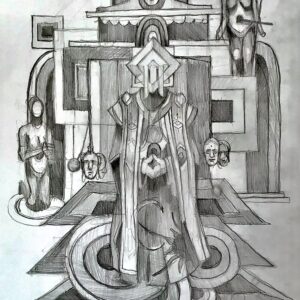 Dibujo lápiz Sacerdote tribal